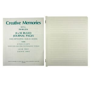 Creative Memories 8x10 Ruled Journal Pages Refill FW-80 JCM 20 Sheets